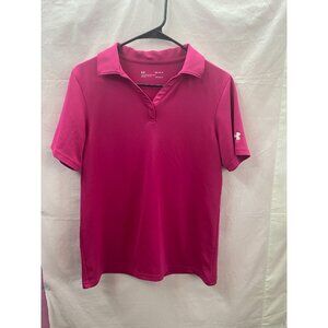 Under Armour Women's Medium Dark Pink Short Sleeve Logo Heat Gear Shirt